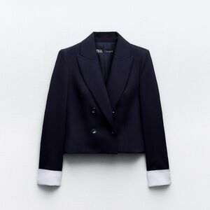 Zara CONTRASTING CUFF BLAZER NWT